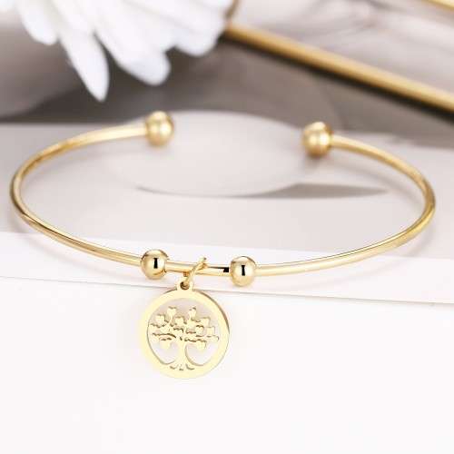 RETAIL PRICE: R 999 Adjustable Titanium "Tree Of Life" Charm Bangle (SILVER )
