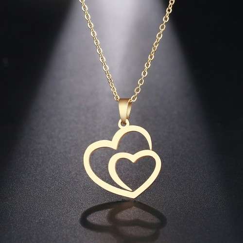 Retail Price: R 1099 Titanium "Double Heart" Necklace 45 cm (ROSE GOLD ONLY)