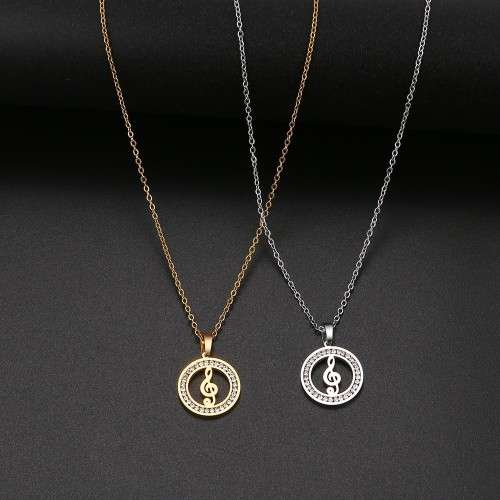TITANIUM (NEVER FADE)"Music Note" Necklace 45 cm (SILVER ONLY)