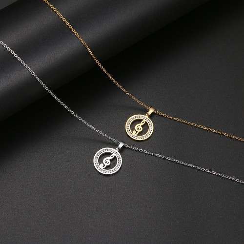 TITANIUM (NEVER FADE)"Music Note" Necklace 45 cm (SILVER ONLY)
