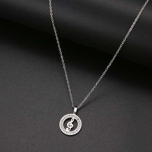 TITANIUM (NEVER FADE)"Music Note" Necklace 45 cm (SILVER ONLY)