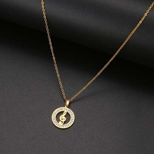 TITANIUM (NEVER FADE)"Music Note" Necklace 45 cm (SILVER ONLY)