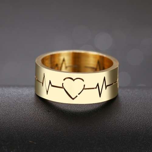 RETAIL PRICE:R 999 (NEVER FADE) Titanium Heartbeat Ring Size 6 US(GOLD ONLY)