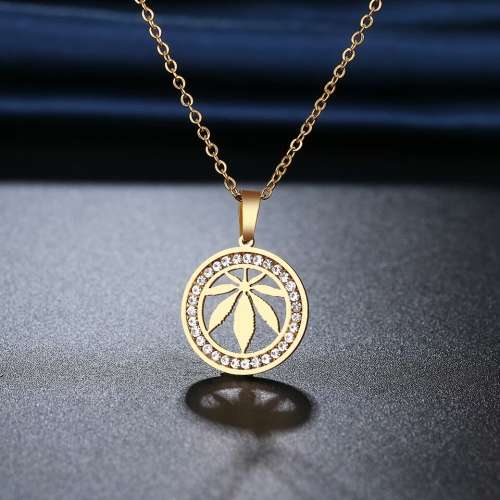 TITANIUM (NEVER FADE) "Canabis Leaf" Necklace 45 cm  (SILVER ONLY)