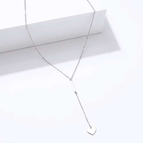 RETAIL PRICE: R 1299 (NEVER FADE)Titanium "Heart & Stick" Necklace 60 cm  (SILVER ONLY)
