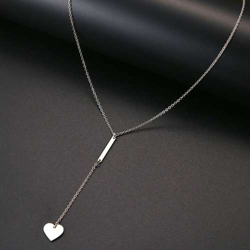 RETAIL PRICE: R 1299 (NEVER FADE)Titanium "Heart & Stick" Necklace 60 cm  (SILVER ONLY)