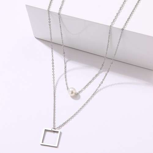 Retail Price: R 1 699 Titanium (NEVER FADE) Square Pearl Choker Necklace 40 cm + 50 cm(GOLD ONLY)