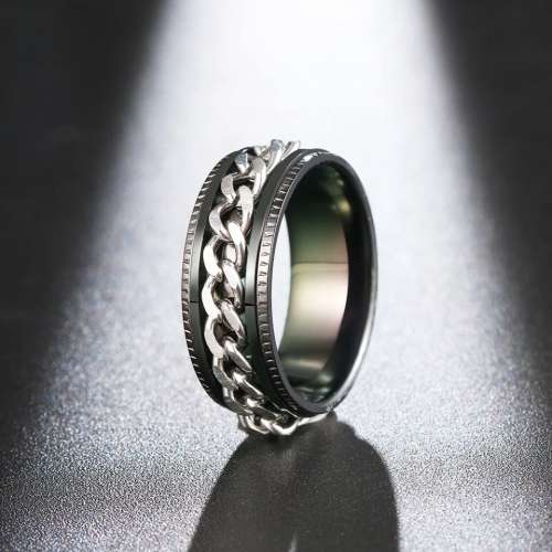 Retail Price:R1 199 (NEVER FADE) Titanium Cuban Chain Ring 8 mm Size 11 US (Gold & Black only)