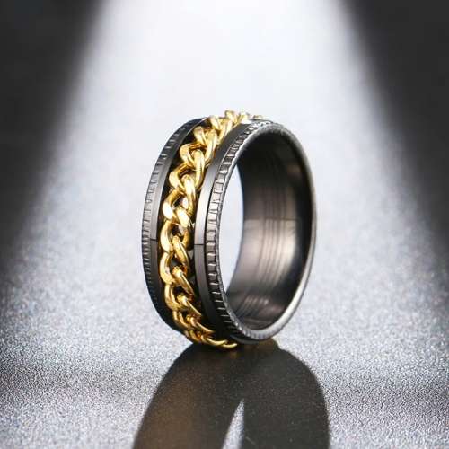 Retail Price:R1 199 (NEVER FADE) Titanium Cuban Chain Ring 8 mm Size 11 US (Gold & Black only)