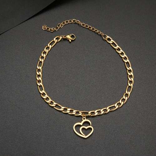 TITANIUM (NEVER FADE) "Double Heart" Bracelet 18 cm (SILVER ONLY)