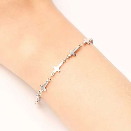TITANIUM (NEVER FADE) Cross Bracelet 22 cm (SILVER ONLY)
