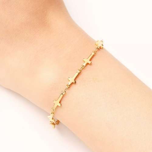 TITANIUM (NEVER FADE) Cross Bracelet 22 cm (SILVER ONLY)