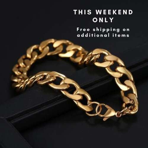 Retail Price:R1 499 (NEVER FADE) Titanium Cuban Link  Men's Bracelet 22 cm (GOLD ONLY)
