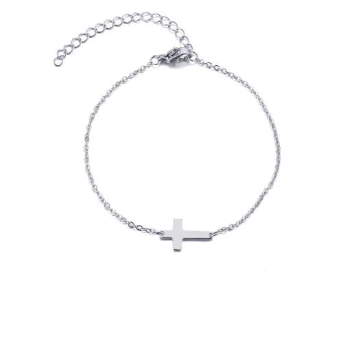 TITANIUM (NEVER FADE) `Cross` Charm Bracelet (SILVER ONLY )