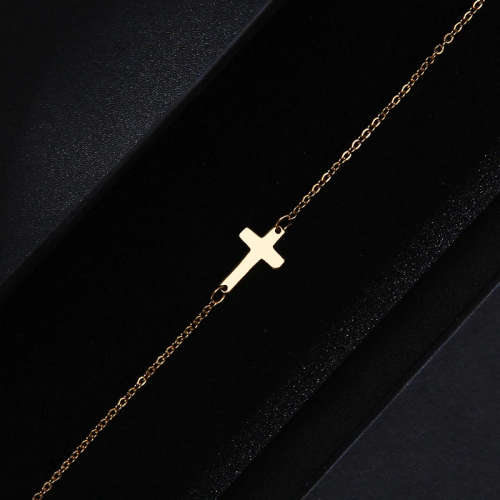 TITANIUM (NEVER FADE) `Cross` Charm Bracelet (SILVER ONLY )