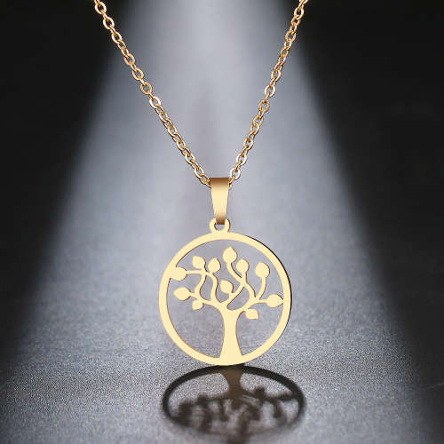 TITANIUM ( NEVER FADE) `Peach Blossom Tree ` Necklace 45 cm (SILVER ONLY)