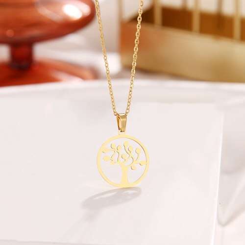 TITANIUM ( NEVER FADE) `Peach Blossom Tree ` Necklace 45 cm (SILVER ONLY)
