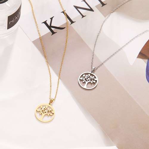 TITANIUM ( NEVER FADE) `Peach Blossom Tree ` Necklace 45 cm (SILVER ONLY)