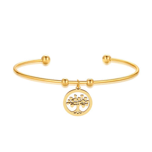 RETAIL PRICE: R 1299 Adjustable Titanium (NEVER FADE) `Tree of love` Charm Bangle (SILVER ONLY )
