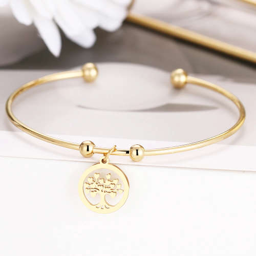 RETAIL PRICE: R 1299 Adjustable Titanium (NEVER FADE) `Tree of love` Charm Bangle (SILVER ONLY )