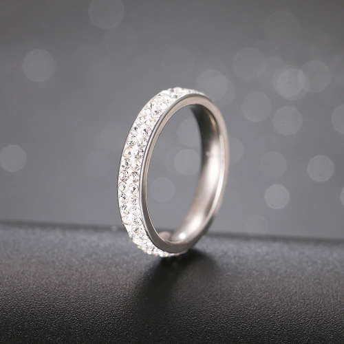 TITANIUM (NEVER FADE) Ring With Cubic Zarconias  (SILVER ONLY)