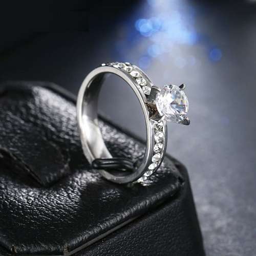 TITANIUM (NEVER FADE) Ring With Swarovski Diamonds (SILVER ONLY)