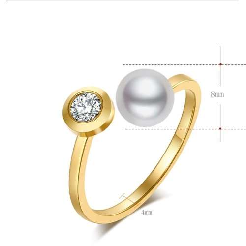 TITANIUM (NEVER FADE) Swarovski Diamond And Pearl Ring (GOLD ONLY)