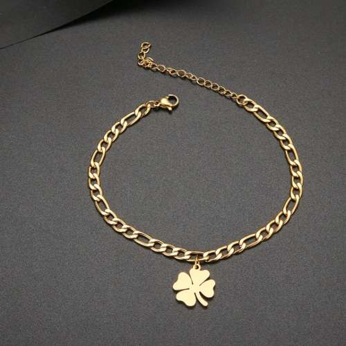 TITANIUM (NEVER FADE) `Clover` Bracelet 18 cm (SILVER ONLY)
