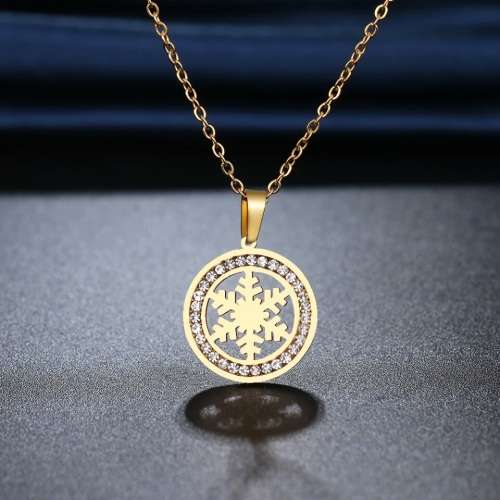 TITANIUM (NEVER FADE) Snow Flake Necklace 45 cm (SILVER ONLY)