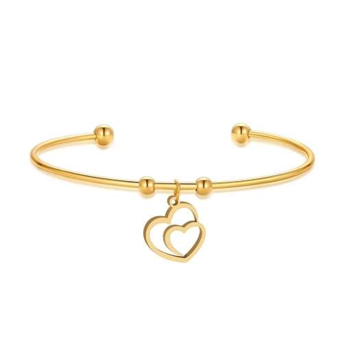 RETAIL PRICE: R 1299 Adjustable Titanium "Double Heart" Charm Bangle (SILVER ONLY)