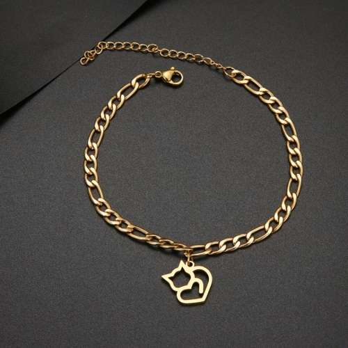 TITANIUM (NEVER FADE) `Love Cat` Charm Bracelet 18 cm (SILVER ONLY)