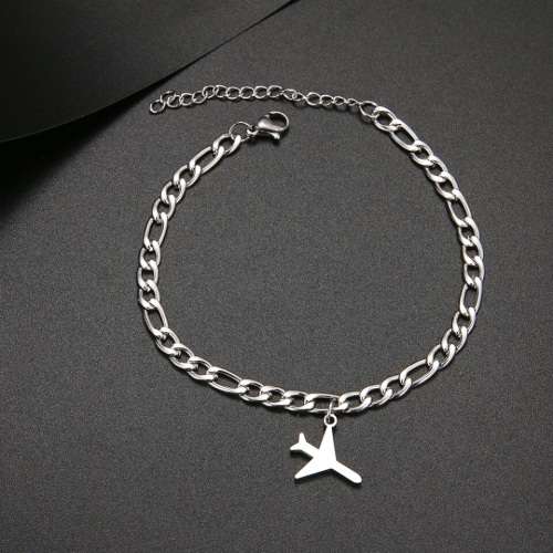 TITANIUM (NEVER FADE) `Plane` Bracelet 18 cm (SILVER ONLY)