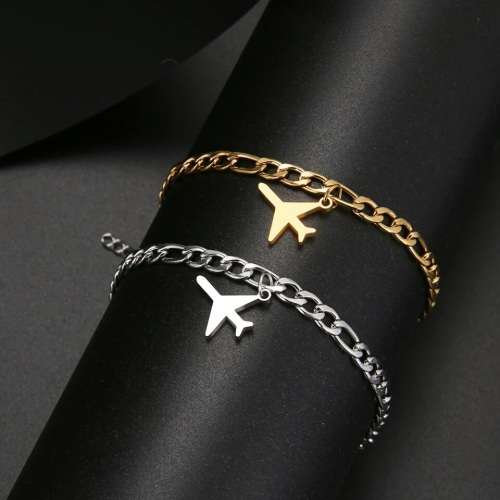TITANIUM (NEVER FADE) `Plane` Bracelet 18 cm (SILVER ONLY)