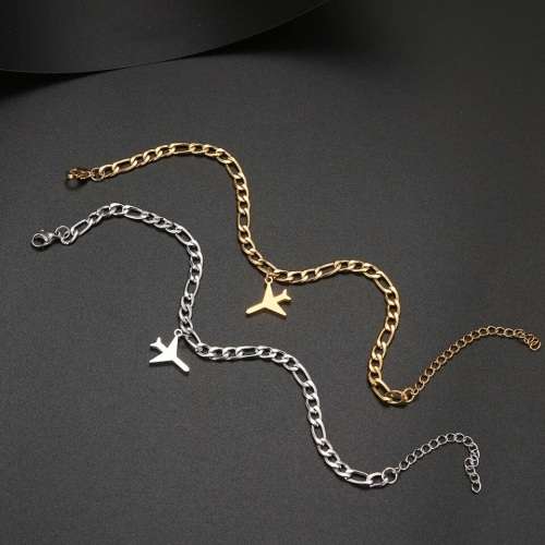 TITANIUM (NEVER FADE) `Plane` Bracelet 18 cm (SILVER ONLY)