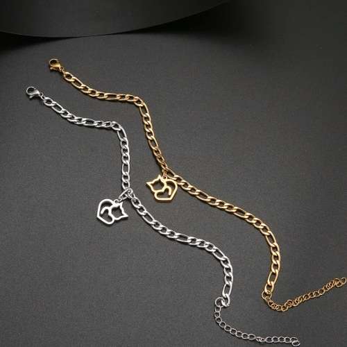 TITANIUM (NEVER FADE) `Love Cat` Charm Bracelet 18 cm (SILVER ONLY)