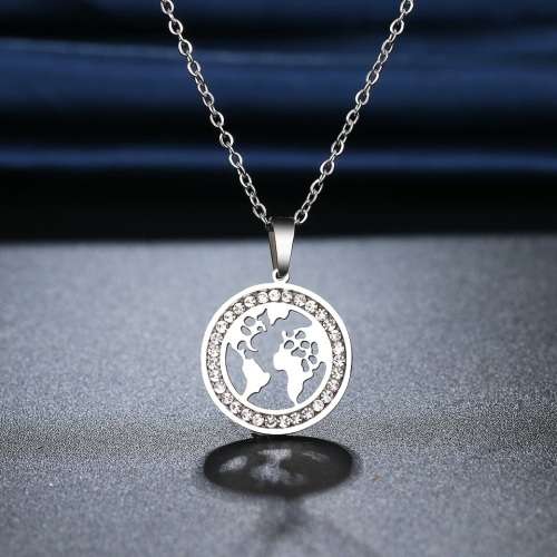 RETAIL PRICE:R 1 099 (NEVER FADE) Titanium "World Map" Necklace 45 cm (SILVER ONLY)
