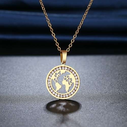RETAIL PRICE:R 1 099 (NEVER FADE) Titanium "World Map" Necklace 45 cm (SILVER ONLY)