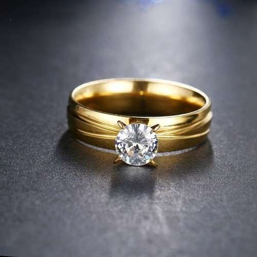 Retail Price: R 2 699 Titanium (NEVER FADE) Ring With Simulated Diamond Size 10 US (GOLD ONLY)