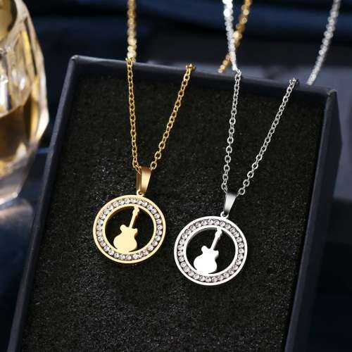 RETAIL PRICE: R 1099 (NEVER FADE) Titanium  "Guitar" Necklace 45 cm  (SILVER ONLY)