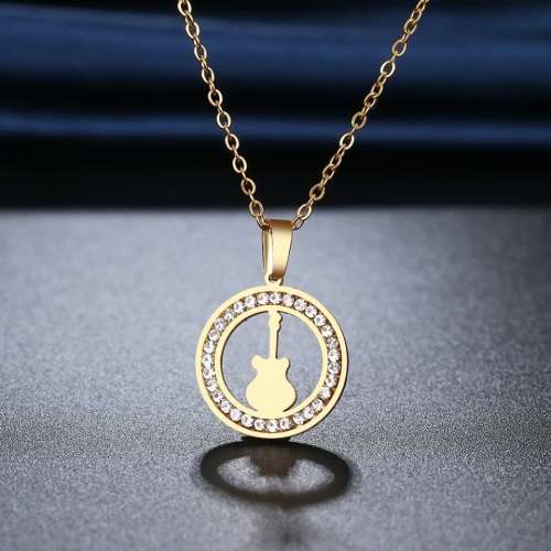 RETAIL PRICE: R 1099 (NEVER FADE) Titanium  "Guitar" Necklace 45 cm  (SILVER ONLY)