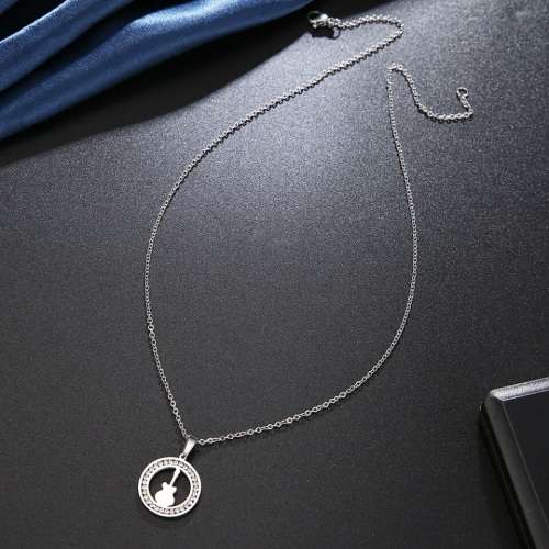 RETAIL PRICE: R 1099 (NEVER FADE) Titanium  "Guitar" Necklace 45 cm  (SILVER ONLY)