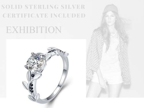 * 1.25 CT SOLID 925 STERLING SILVER LEAF RING*