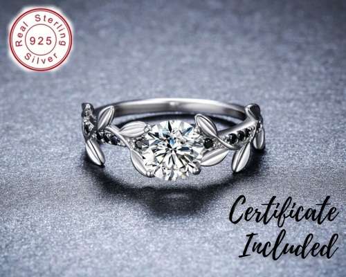 * 1.25 CT SOLID 925 STERLING SILVER LEAF RING*