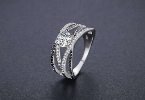 *925 STERLING SILVER 0.3 CT LOVELY 4 LAYER CROSS-OVER PAVE RING*