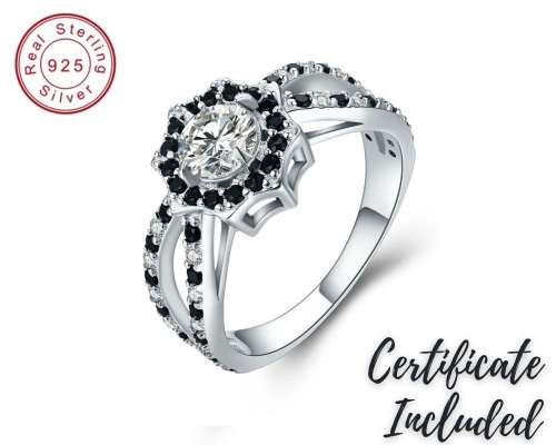 *925 STERLING SILVER 0.75 CT STUNNING HALO ROUND CUT RING*