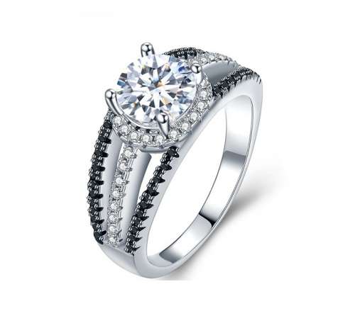 *SOLID 925 STERLING SILVER 1 CT MODERN SPLIT SHANK RING *