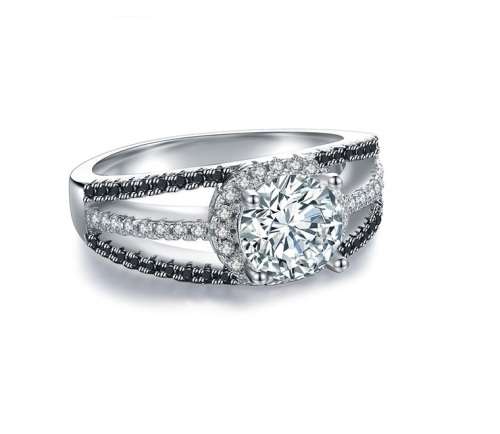 *SOLID 925 STERLING SILVER 1 CT MODERN SPLIT SHANK RING *