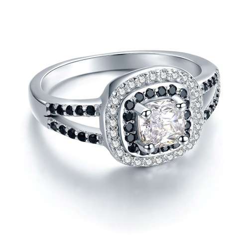 *SOLID 925 STERLING SILVER 0.75 CT DOUBLE HALO RING *