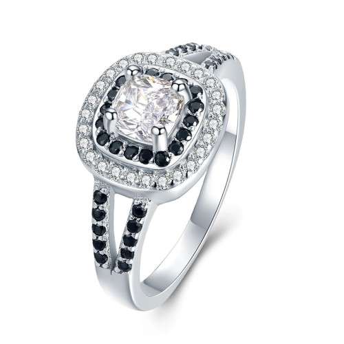 *SOLID 925 STERLING SILVER 0.75 CT DOUBLE HALO RING *