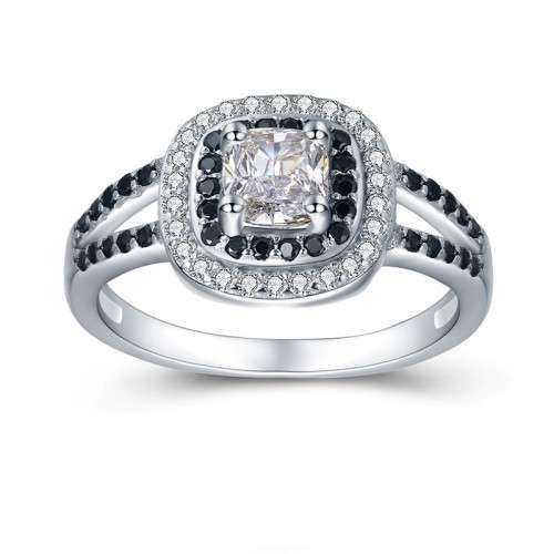 *SOLID 925 STERLING SILVER 0.75 CT DOUBLE HALO RING *